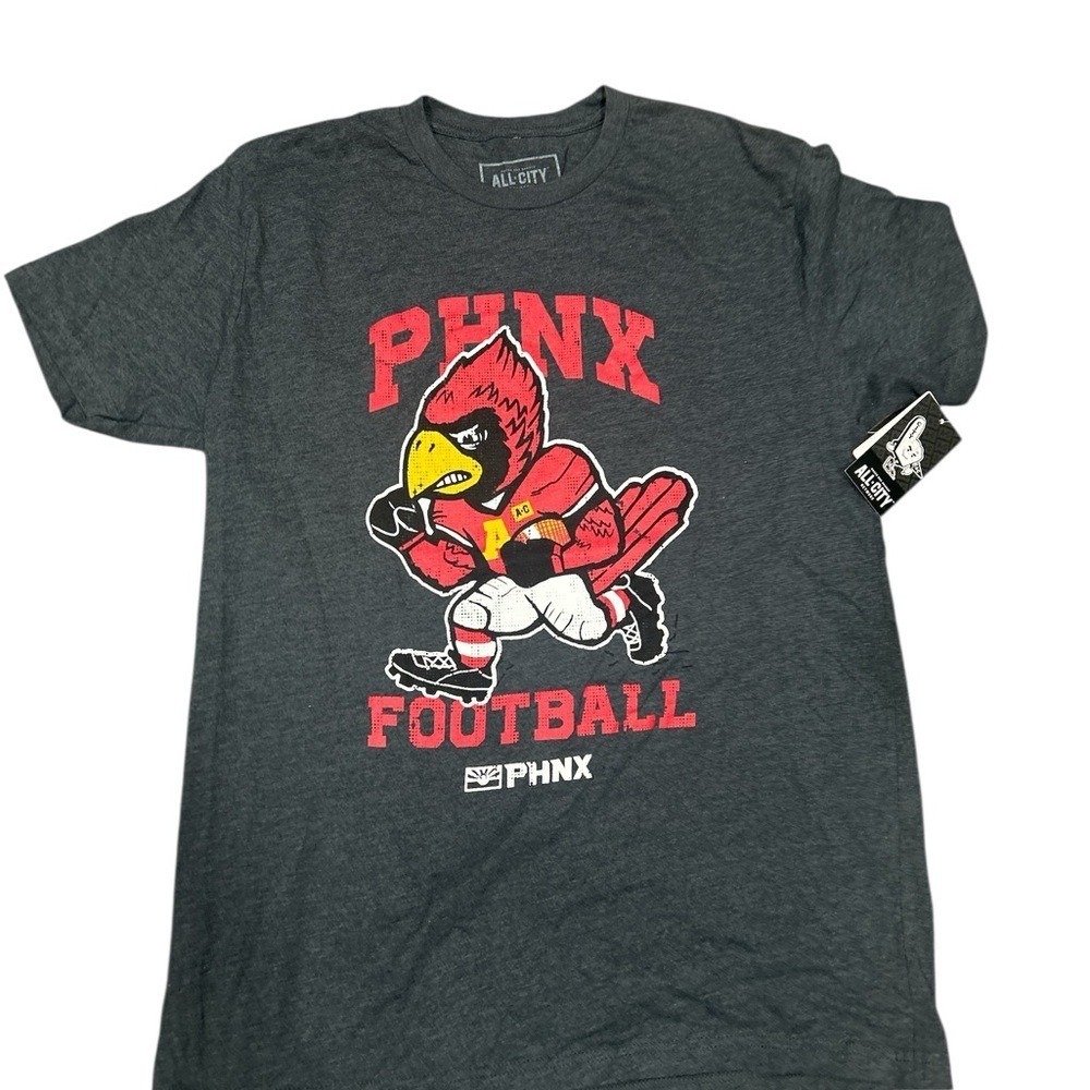 PHNX Football Cardinals T-Shirt Mens Medium Charcoal Grey All City Network NWT
